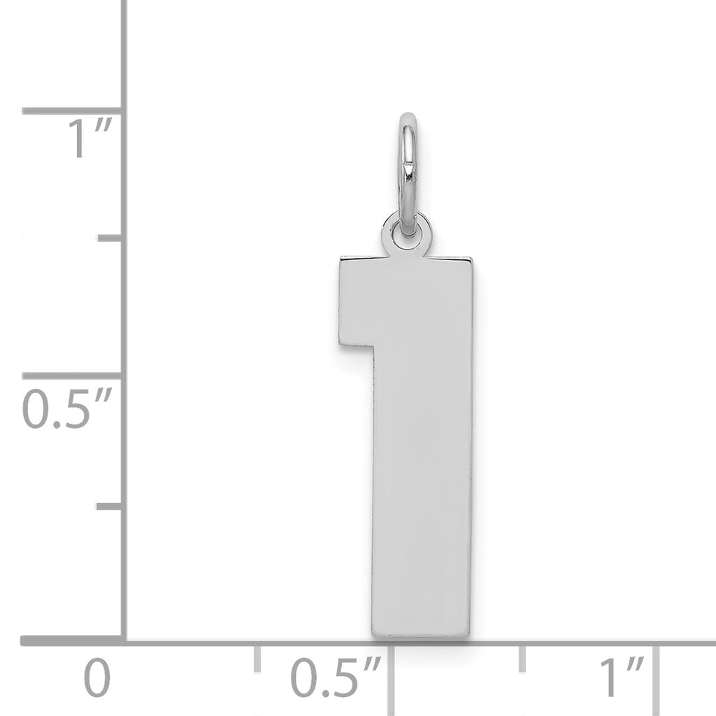Sterling Silver/Rhodium-plated Polished Number 1 Charm