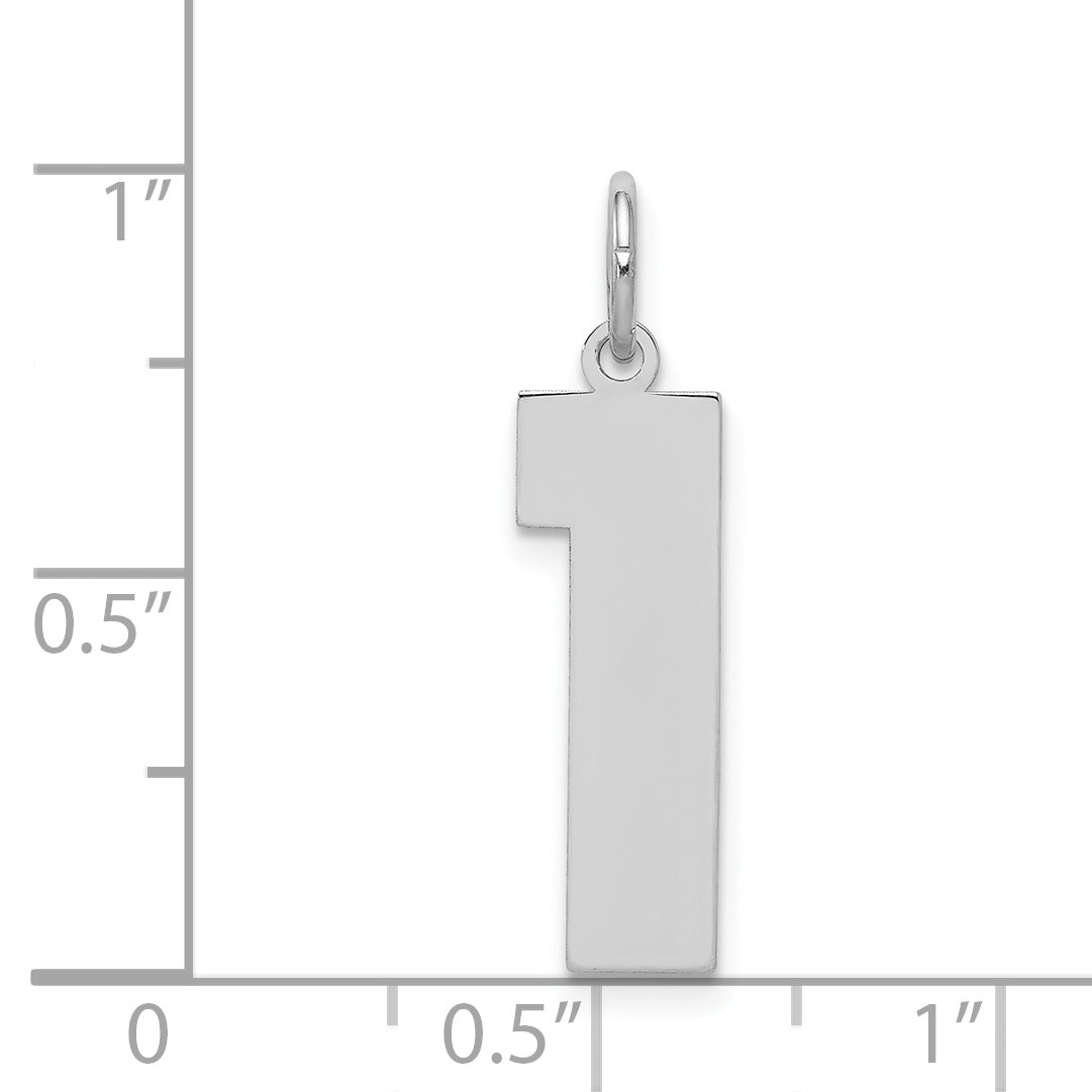 Sterling Silver/Rhodium-plated Polished Number 1 Charm