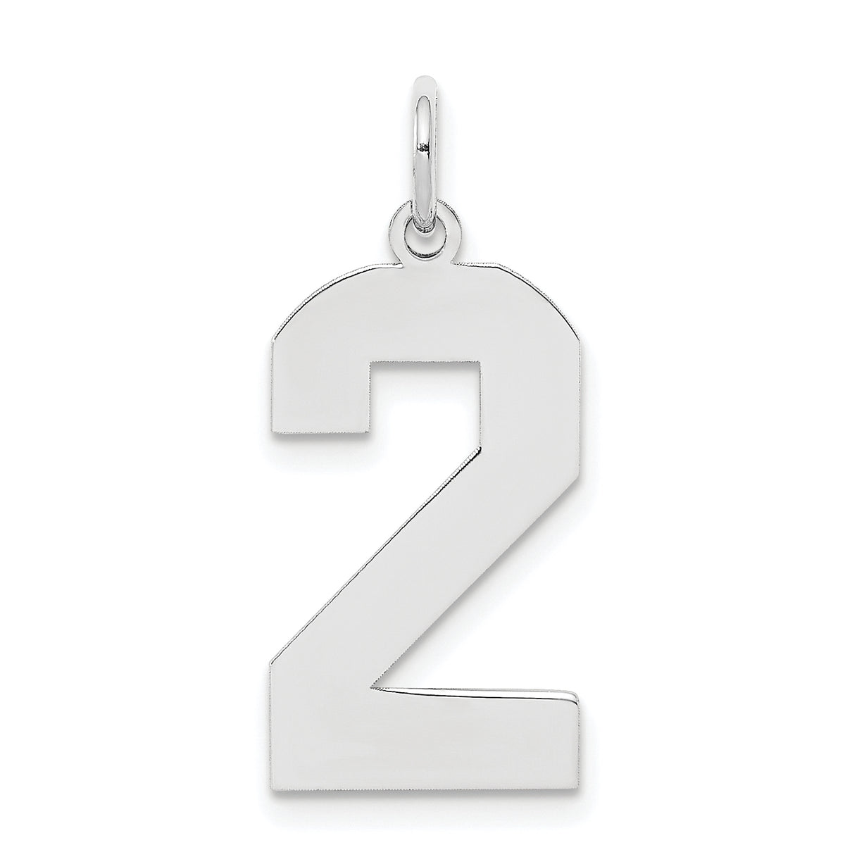 Sterling Silver/Rhodium-plated Polished Number 2 Charm