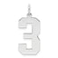 Sterling Silver/Rhodium-plated Polished Number 3 Charm