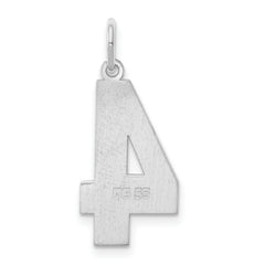 Sterling Silver/Rhodium-plated Polished Number 4 Charm