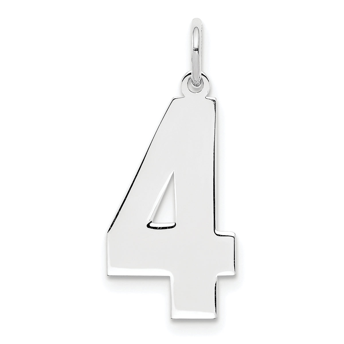 Sterling Silver/Rhodium-plated Polished Number 4 Charm