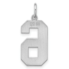 Sterling Silver/Rhodium-plated Polished Number 6 Charm