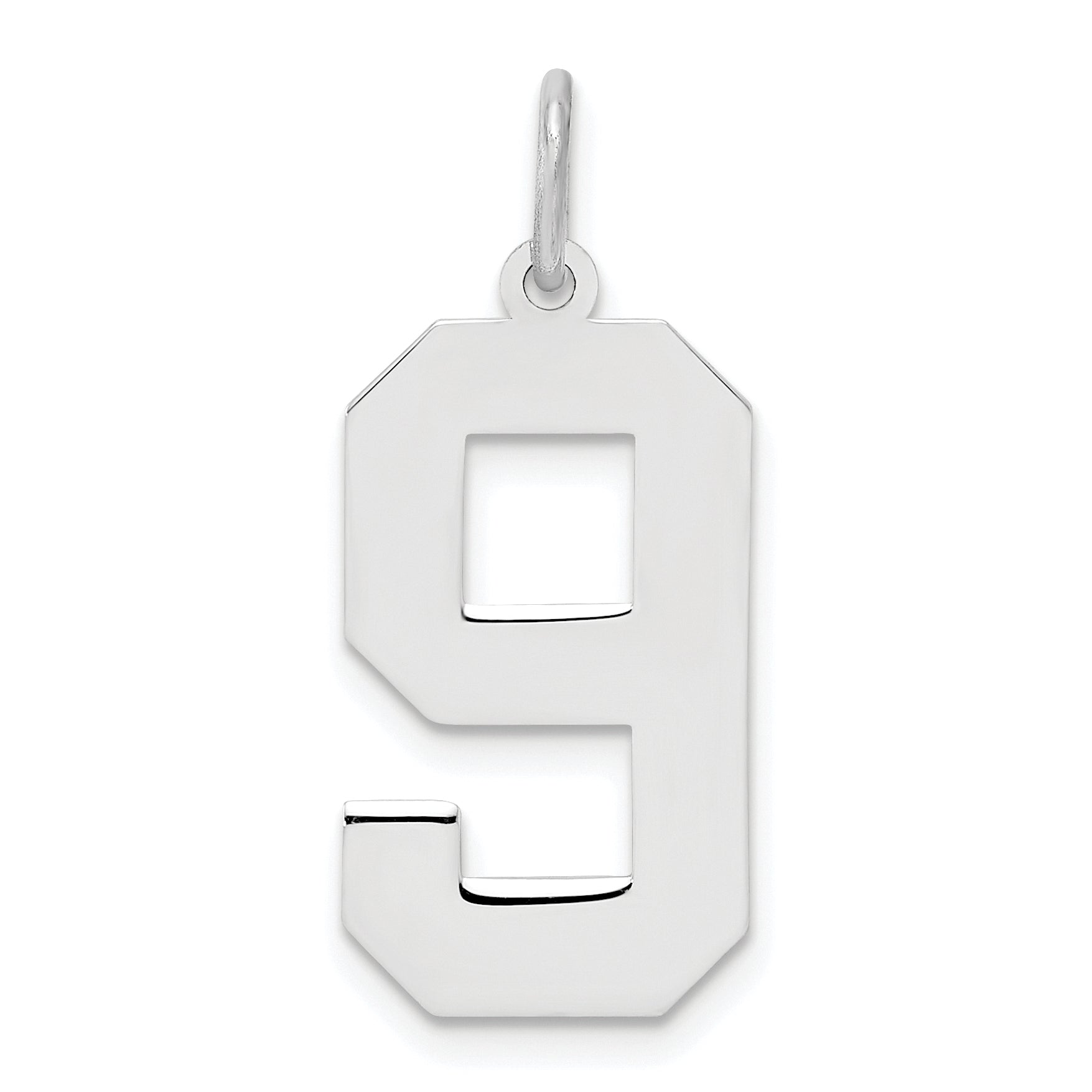 Sterling Silver/Rhodium-plated Polished Number 9 Charm Main image