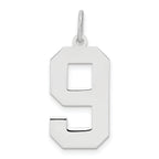 Sterling Silver/Rhodium-plated Polished Number 9 Charm