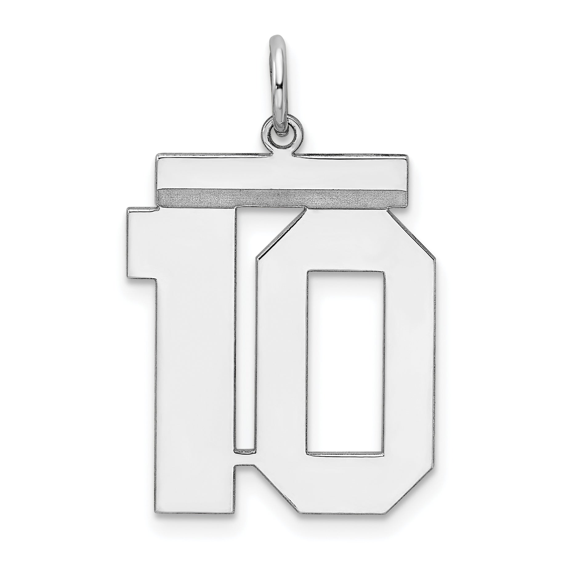 Sterling Silver/Rhodium-plated Polished Number 10 Charm Main image