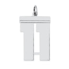 Sterling Silver/Rhodium-plated Polished Number 11 Charm