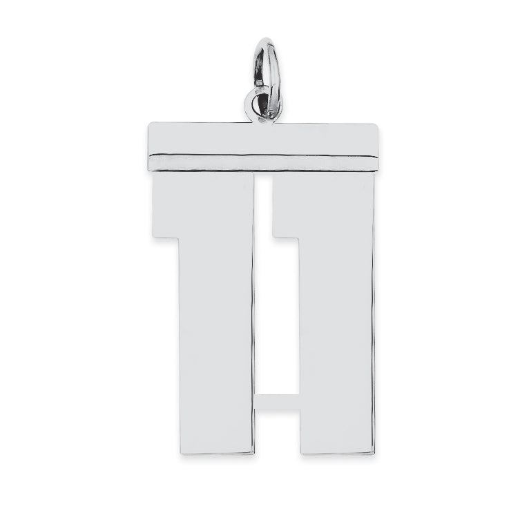 Sterling Silver/Rhodium-plated Polished Number 11 Charm