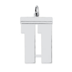 Sterling Silver/Rhodium-plated Polished Number 11 Charm