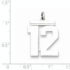 Sterling Silver Rhodium-plated Large Polished Number 12 Charm