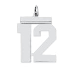 Sterling Silver/Rhodium-plated Polished Number 12 Charm