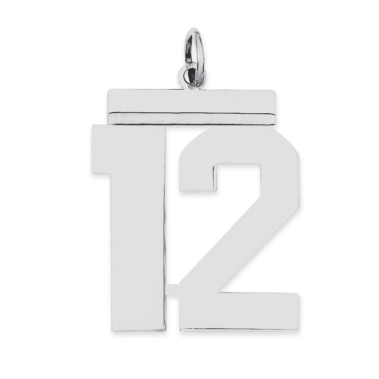 Sterling Silver/Rhodium-plated Polished Number 12 Charm