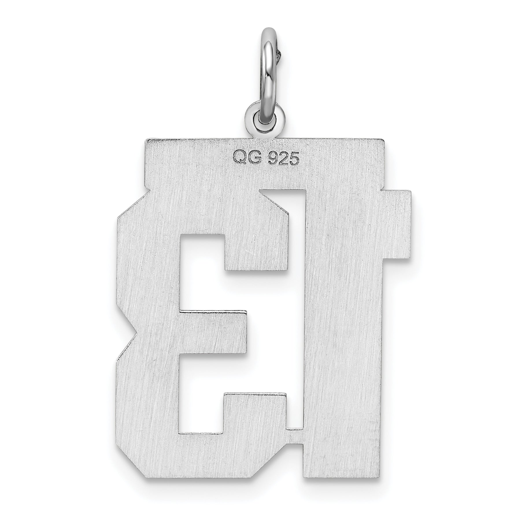 Sterling Silver Rhodium-plated Large Polished Number 13 Charm