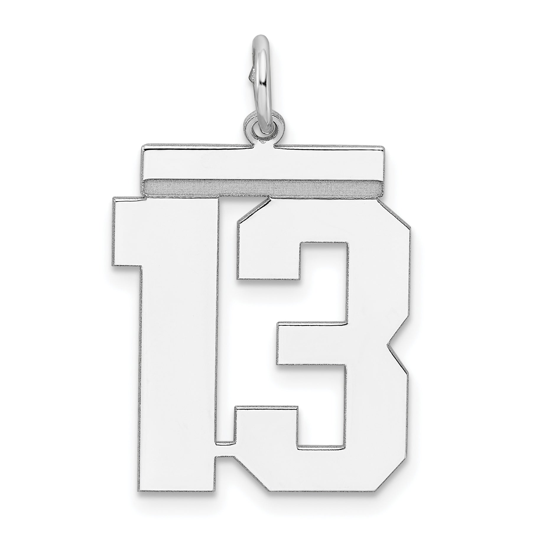 Sterling Silver/Rhodium-plated Polished Number 13 Charm Main image