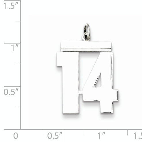 Sterling Silver Rhodium-plated Large Polished Number 14 Charm Secondary image