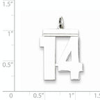 Sterling Silver Rhodium-plated Large Polished Number 14 Charm