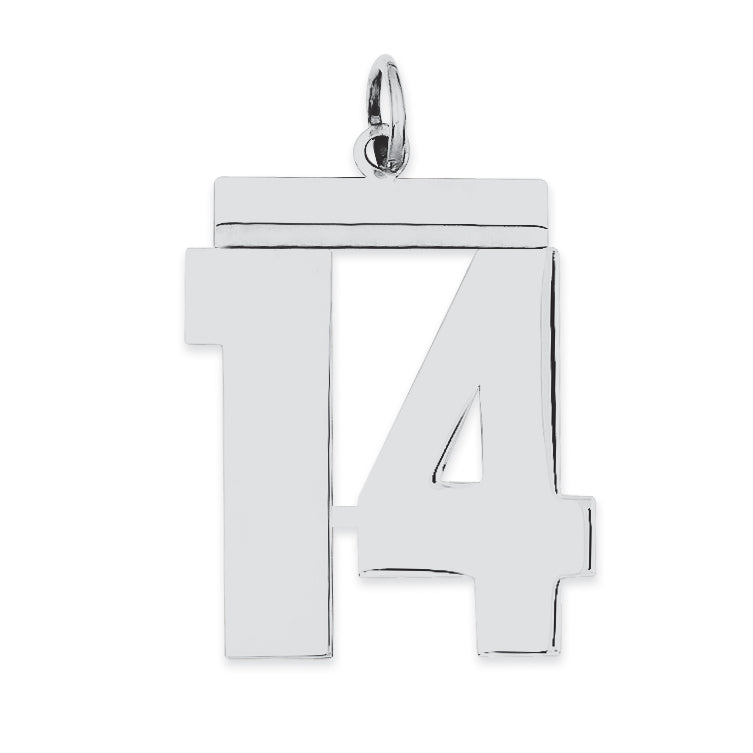 Sterling Silver/Rhodium-plated Polished Number 14 Charm Main image