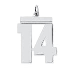Sterling Silver/Rhodium-plated Polished Number 14 Charm