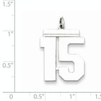 Sterling Silver Rhodium-plated Large Polished Number 15 Charm