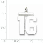 Sterling Silver Rhodium-plated Large Polished Number 16 Charm