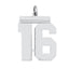 Sterling Silver/Rhodium-plated Polished Number 16 Charm