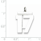 Sterling Silver Rhodium-plated Large Polished Number 17 Charm
