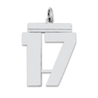 Sterling Silver/Rhodium-plated Polished Number 17 Charm