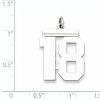 Sterling Silver Rhodium-plated Large Polished Number 18 Charm