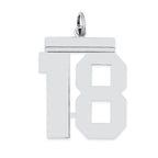 Sterling Silver/Rhodium-plated Polished Number 18 Charm