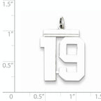 Sterling Silver Rhodium-plated Large Polished Number 19 Charm