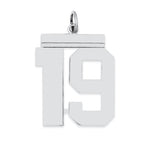 Sterling Silver/Rhodium-plated Polished Number 19 Charm