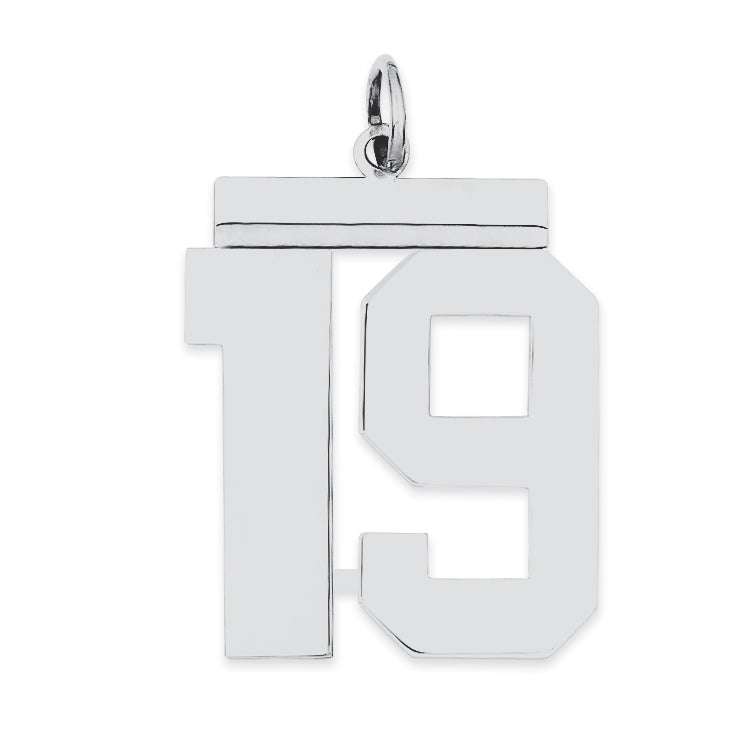 Sterling Silver/Rhodium-plated Polished Number 19 Charm