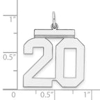 Sterling Silver Rhodium-plated Large Polished Number 20 Charm