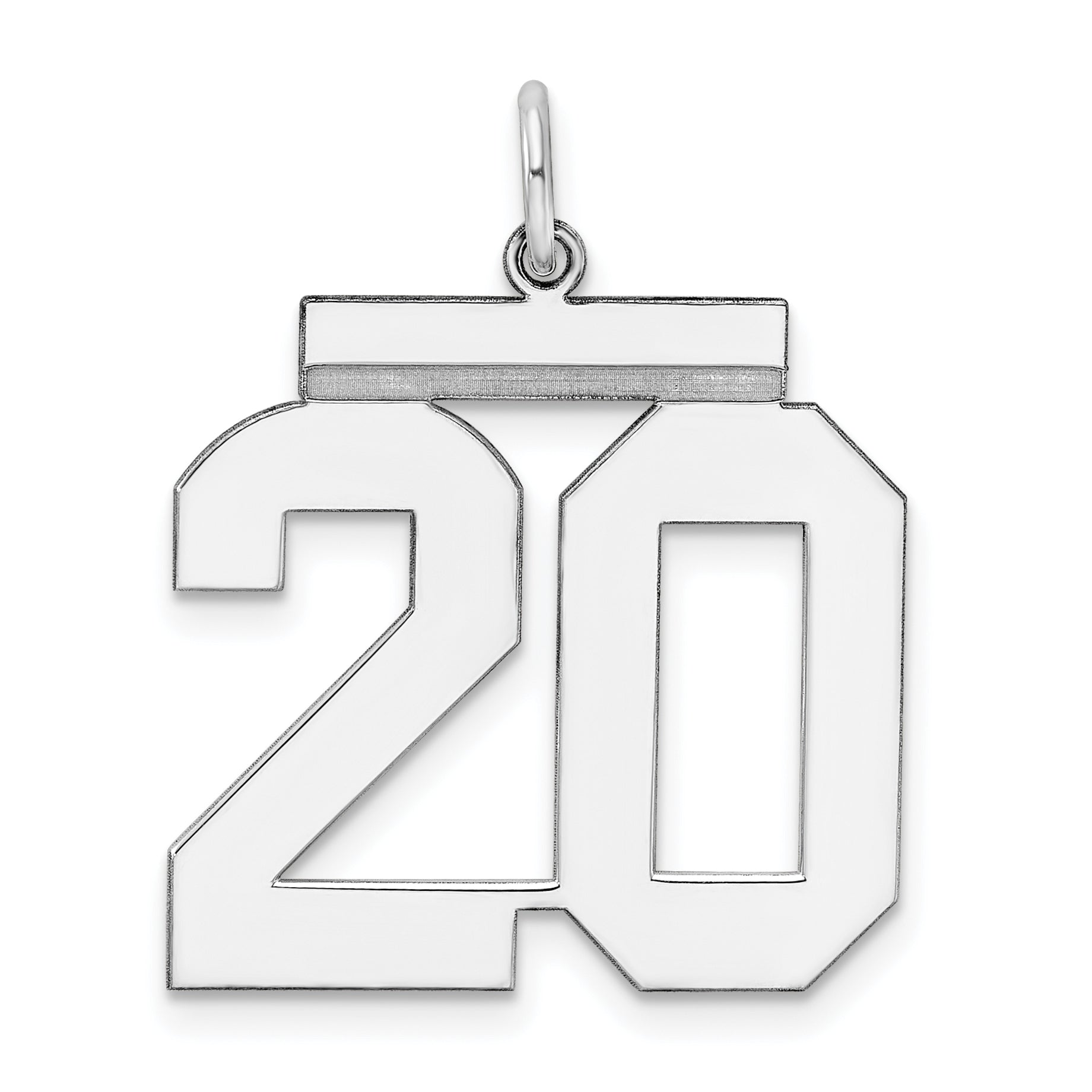 Sterling Silver/Rhodium-plated Polished Number 20 Charm Main image