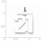 Sterling Silver Rhodium-plated Large Polished Number 21 Charm