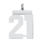 Sterling Silver/Rhodium-plated Polished Number 21 Charm
