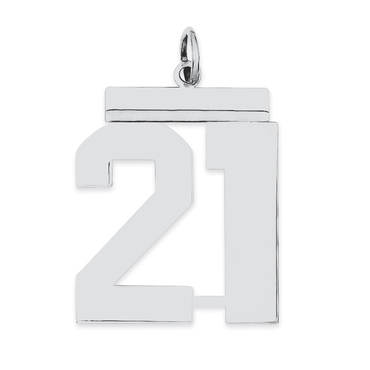 Sterling Silver/Rhodium-plated Polished Number 21 Charm