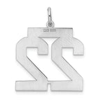 Sterling Silver Rhodium-plated Large Polished Number 22 Charm