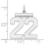Sterling Silver Rhodium-plated Large Polished Number 22 Charm