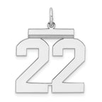 Sterling Silver/Rhodium-plated Polished Number 22 Charm