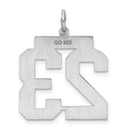 Sterling Silver Rhodium-plated Large Polished Number 23 Charm