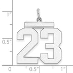 Sterling Silver Rhodium-plated Large Polished Number 23 Charm