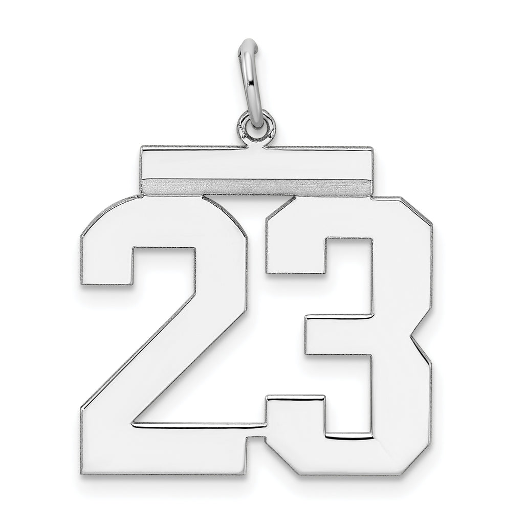 Sterling Silver/Rhodium-plated Polished Number 23 Charm