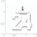 Sterling Silver Rhodium-plated Large Polished Number 24 Charm