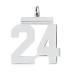 Sterling Silver/Rhodium-plated Polished Number 24 Charm
