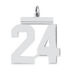 Sterling Silver/Rhodium-plated Polished Number 24 Charm