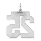 Sterling Silver Rhodium-plated Large Polished Number 25 Charm