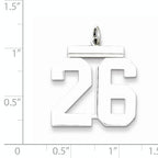 Sterling Silver Rhodium-plated Large Polished Number 26 Charm