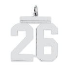 Sterling Silver/Rhodium-plated Polished Number 26 Charm