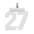 Sterling Silver/Rhodium-plated Polished Number 27 Charm